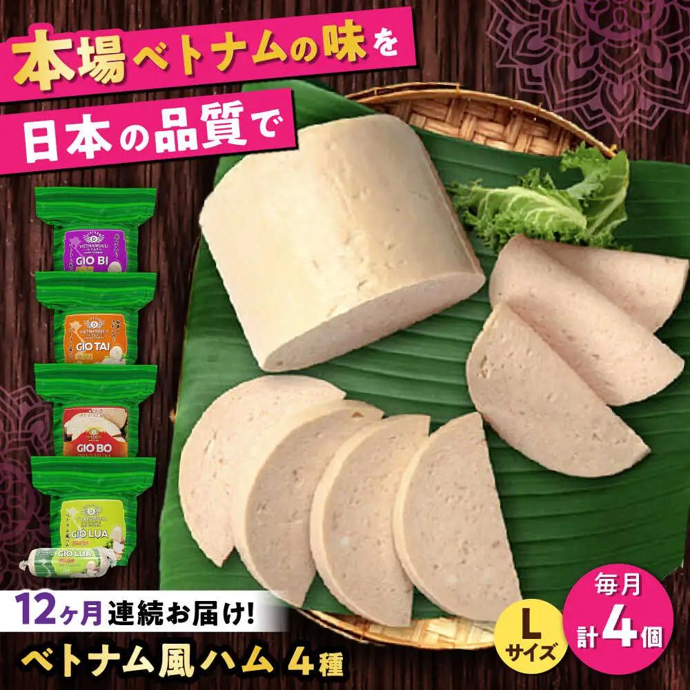 【全12回定期便】ベトナムハム Lサイズ 4種セット / ハム ベトナム料理 [BBBE015]