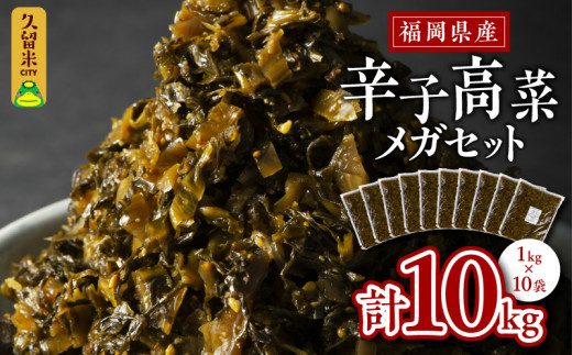国産辛子高菜メガセット_国産 辛子高菜 1kg × 10袋 小分け 便利 おすそわけ 程よい ピリ辛 高菜 油炒め ごま 漬物 栄養豊富 健康維持 ご飯 おにぎり チャーハン パスタ ラーメン 牛丼 和え物 炒め物 宅飲み メガ セット お取り寄せ お取り寄せグルメ 福岡県 久留米市 送料無料_Ca211_V1