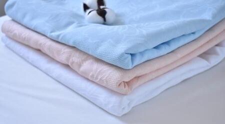 ジャガード織り フラットシーツ 同色２枚組み_ブルー【G0387】