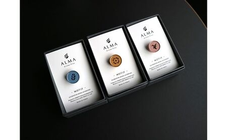 ALMA オリジナルセット【ピンズ1ヶ・カプセル(leaf)・smart】 アクセサリー 香り アロマオイル コットン ジャケット マフラー 飾り 持ち運ぶ 天然成分 ジューシー 柑橘系  silve