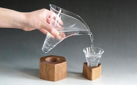 木Glass（きぐらす） 酒器セット（片口とぐい呑み）ヒビ
