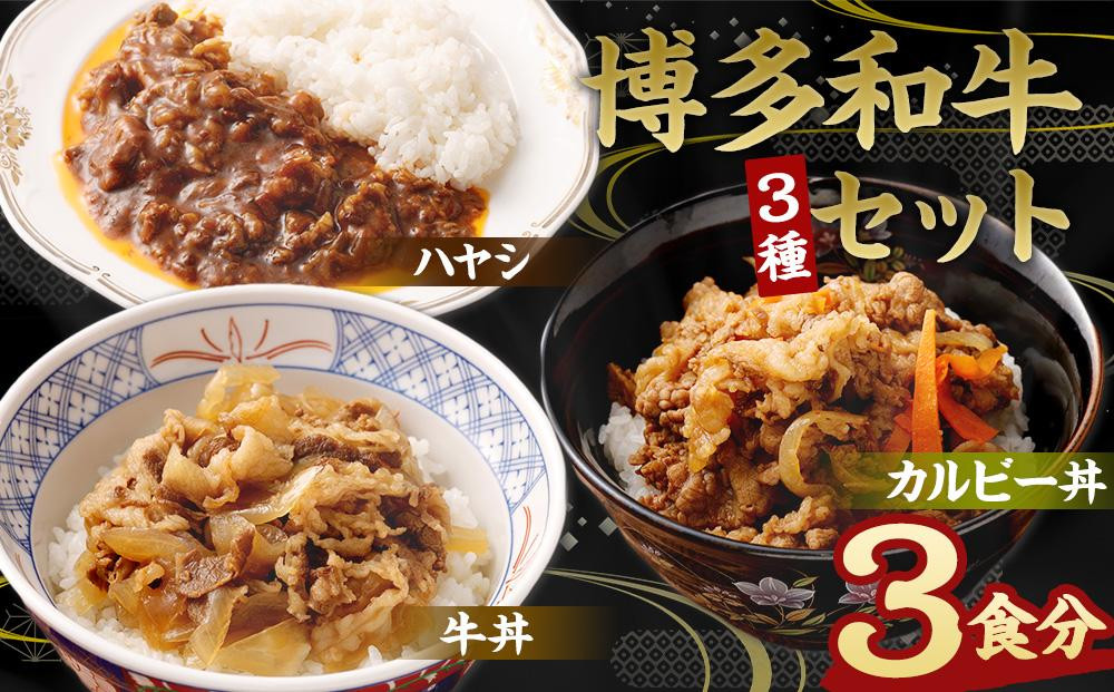 
【博多和牛】ハヤシ・牛丼・カルビー丼のセット
