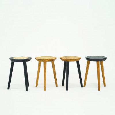 ふるさと納税 中野区 スツール 板座面 高さ43cm チーク無垢材 ブラック×ナチュラル |  | 03