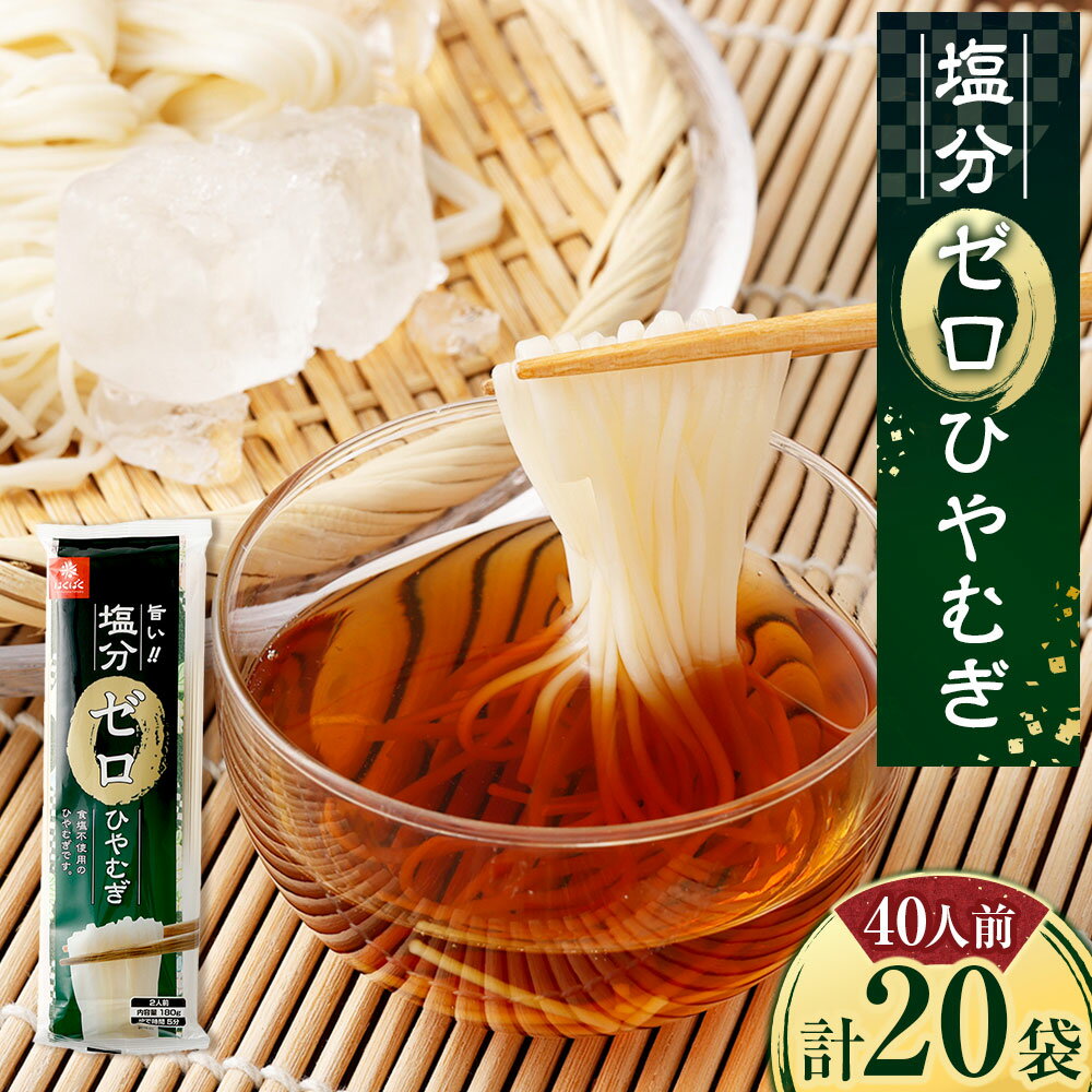 【ふるさと納税】塩分ゼロ ひやむぎ 計3.6kg（180g×20袋） 冷麦 ひやむぎ 素麵 ソーメン そうめん うどん 麵類 乾麵 食塩不使用 惣菜 国産 山梨県 中央市 送料無料