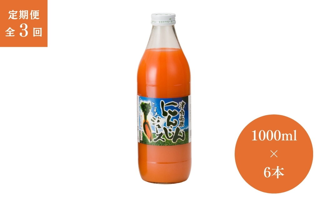 【3ヶ月定期便】津南高原にんじんミックスジュース 1000ml × 6本入 新潟県 津南町 (有)フジミヤ 127530-022