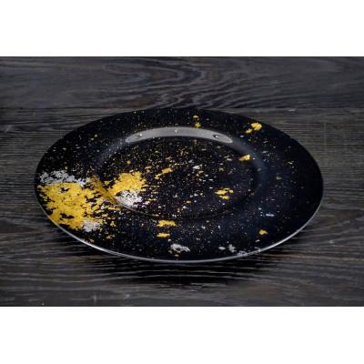 ふるさと納税 海南市 ディナープレート33　古代塗り金箔漆黒 |  | 01