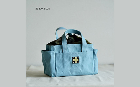 木の庄帆布 ミルクトートラウンドバッグ#23 SAX BLUE / BLACK ｰ シンプルでいて、使い方は無限大 自由自在なトートバッグ