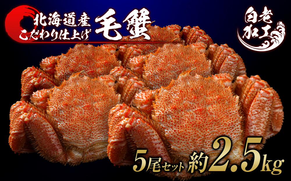 毛蟹 ボイル済み 冷凍 5尾セット 約2.5kg BM303