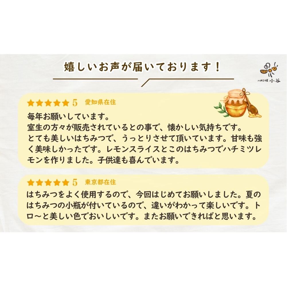 はちみつ 春セット／ 国産 純粋 蜂蜜 ハチミツ ハニー 非加熱 無精製 贈答用 贈り物 ハチミツ屋小谷 奈良県 宇陀市 ふるさと納税_イメージ5