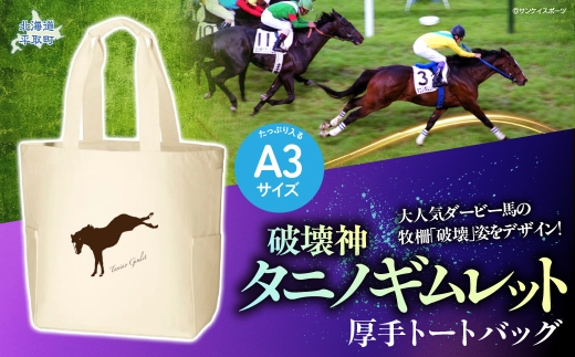 【破壊神タニノギムレット】厚手トートバッグ 【 ふるさと納税 人気 おすすめ ランキング 馬 競馬 競走馬 引退馬 タニノギムレット エコバッグ 鞄 かばん バッグ 日高 北海道 平取町 送料無料 】 BRTV107