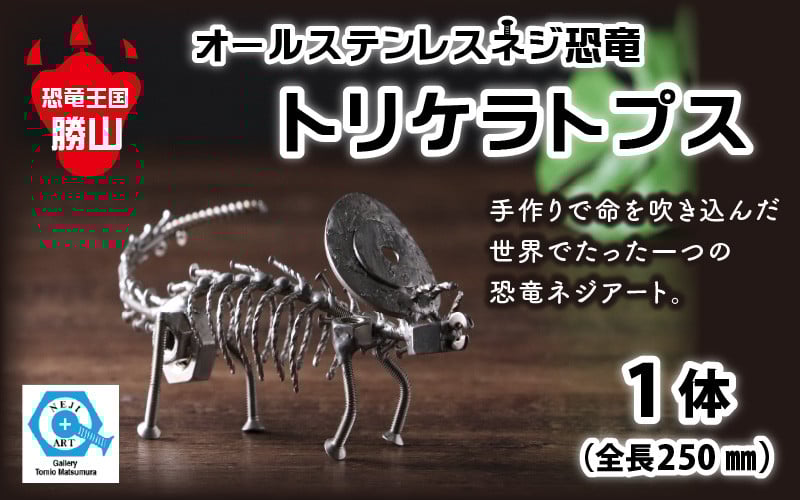 
オールステンレスネジ恐竜　トリケラトプス(全長250mm) [A-025003]
