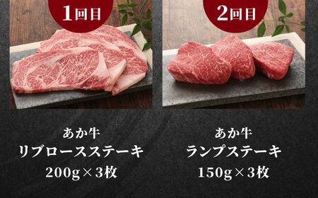 【全6回定期便】【GI認証】くまもとあか牛 食べ比べ A リブロース ランプ 三角バラ ミスジ ステーキ 赤身モモブロック リブローススライス【有限会社 三協畜産】[YCG144]