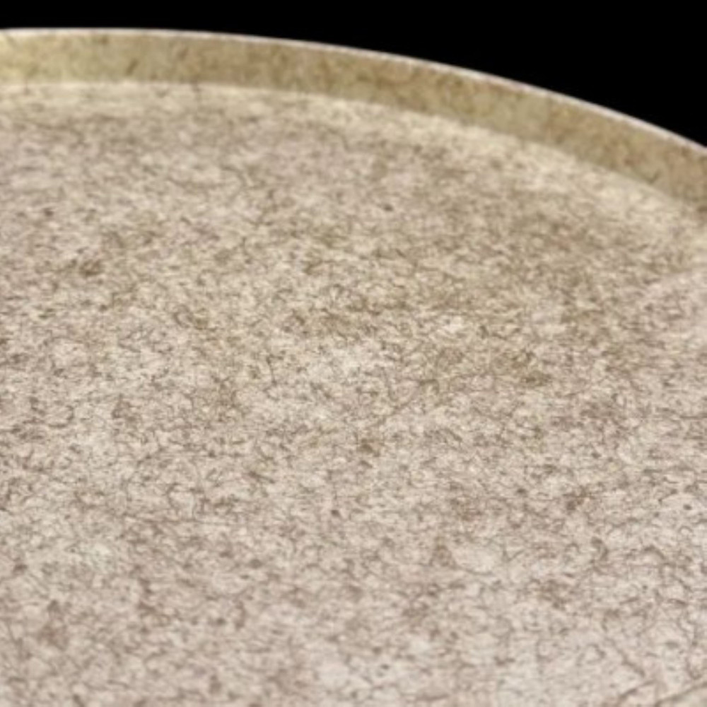 木製 丸トレイ 乱糸（マット仕上げ）漆白［NF67］