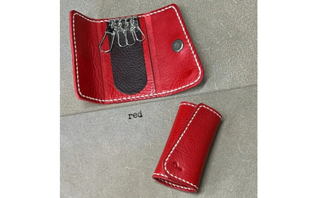 【革小物one】slim key case（スリムキーケース）レッド BTDN058