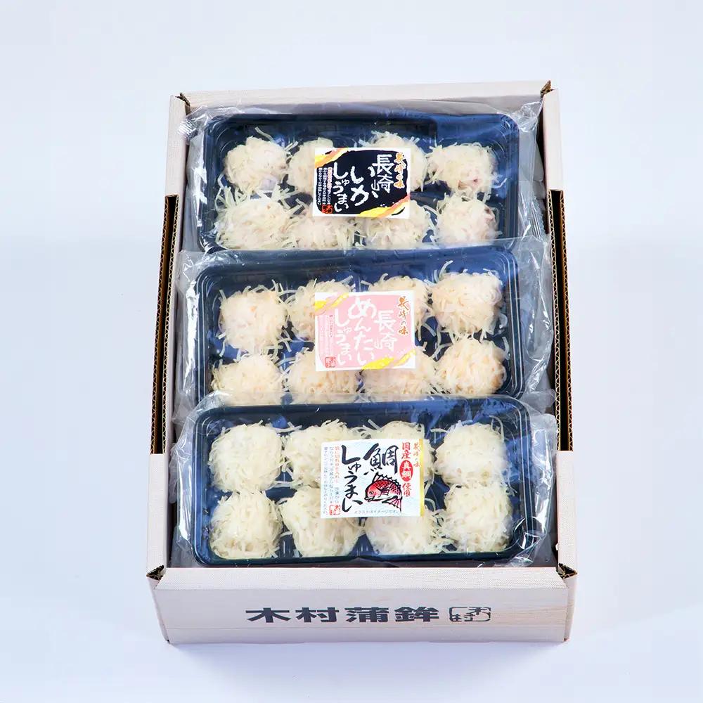 ＜ 長崎 / 木村蒲鉾 ＞ 海鮮焼売セット （ いか ・ めんたい ・ 鯛 ） 計9パック 惣菜 おかず おつまみ 晩酌 酒の肴 魚介類 いかしゅうまい めんたいしゅうまい 鯛しゅうまい 化粧箱 化粧