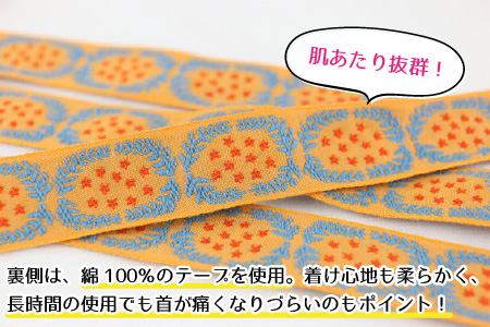 「オリボンカメラストラップ」 リースリボン（オレンジ） [A-3305_02]