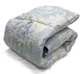 ホワイトダックダウン85%入り(1.0kg使用) 羽毛ふとん シングルサイズ ブルー色 FNU005 [1193]