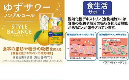アサヒスタイルバランス ノンアルコール飲み比べ4種アソート（ゆず・レモン・グレフル・シャルドネ）350ml×24缶