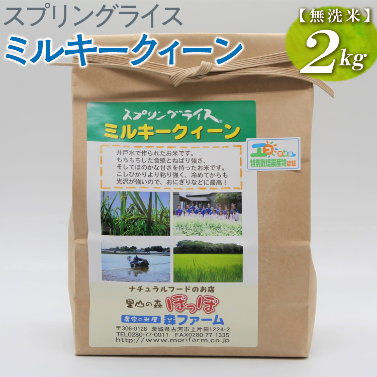 【新米】スプリングライス ミルキークィーン (無洗米)2kg ※着日指定不可 | 米 こめ コメ 2キロ 無洗米 白米 ミルキークイーン みるきーくいーん 古河市産 茨城県産 取り寄せ お取り寄せ ギフト 贈答 贈り物 プレゼント お中元 お歳暮 茨城県 古河市 直送 農家直送 産地直送 _BI35