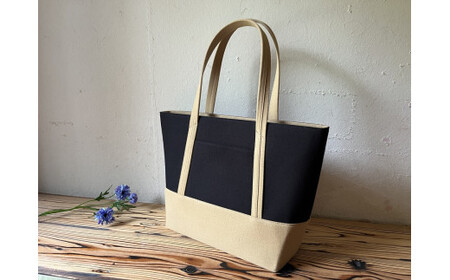 【2026年6月上旬発送開始】【 AKIRA オリジナル】【 マツコの知らない世界 で紹介されました！】職人手作り 大きなトートバッグ レディスショルダータイプ 黒×ベージュ帆布 A4対応 大きい 大