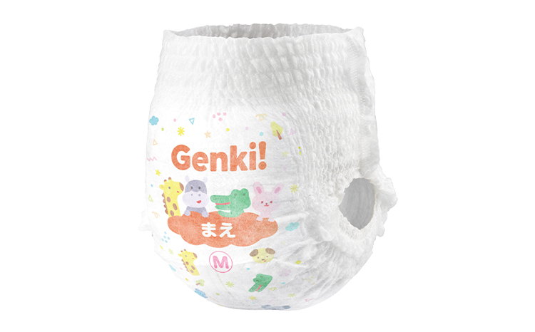 あんしんGenki！ ベビーおむつ Mサイズ 3袋 アイリスオーヤマ ｜ ふわもちタッチ パンツタイプ オムツ おむつ 紙おむつ ベビー用品 敏感肌 日用品 消耗品 出産祝い お祝い 子育て 育児 赤