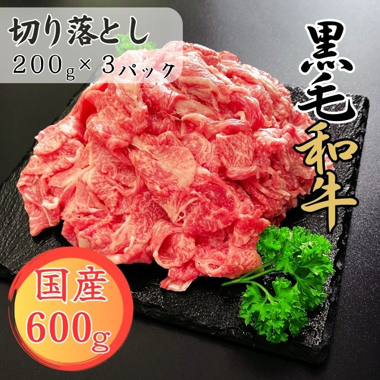 【ふるさと納税】球磨牛　国産黒毛和牛切り落とし 600g(200g×3パック) 　お届け時期：入金確認後20日前後