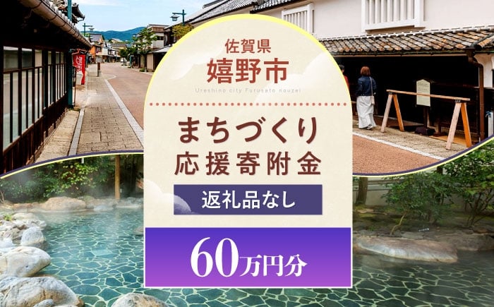 
            【返礼品なし】佐賀県嬉野市 まちづくり応援寄附金（600,000円分） [NZY976]
          