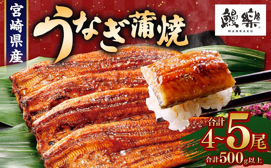 お中元ギフトに最適!＜うなぎ 国産 うなぎ蒲焼 4～5尾 計500g以上＞ふるさと納税 うなぎ 高級 長蒲焼 鰻 夏バテ防止 ウナギ 鰻 かば焼き 蒲焼き 丑の日 タレ 宮崎県産 国産 九州産 宮崎県 高鍋町 送料無料