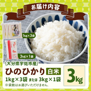 ひのひかり 白米 (3kg) お米 ごはん ご飯【107101601】【あいはな農園】