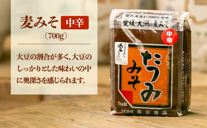 【お中元対象】【贈答用】本物の味を毎日の食卓へ！たつみ 麦みそ４種食べ比べセット　愛媛県大洲市/株式会社梶田商店 [AGBB012]味噌汁 料理 調味料 和食 ごはん ご飯 手づくり 手作り こうじ 