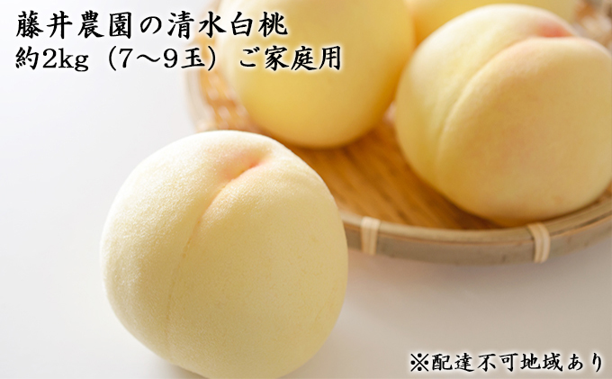 【2025年先行予約】 桃 岡山県産 ご家庭用 もも 清水 白桃 約2kg（7～9玉） 藤井農園《2025年7月中旬～8月上旬頃出荷》  果物 岡山 里庄町 モモ