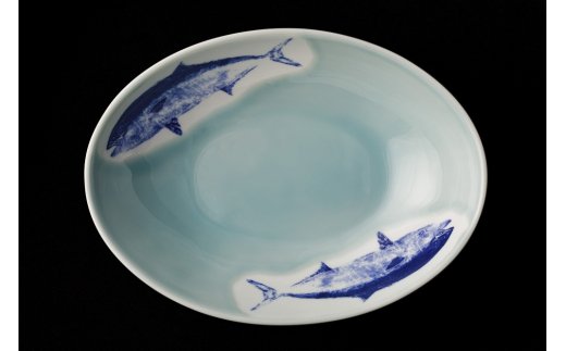 【伊万里焼】青磁染付平政カレー皿（2枚セット） 035-H678