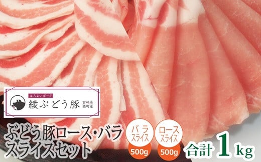 
綾ぶどう豚ロース・バラスライスセット1kg（36-179）
