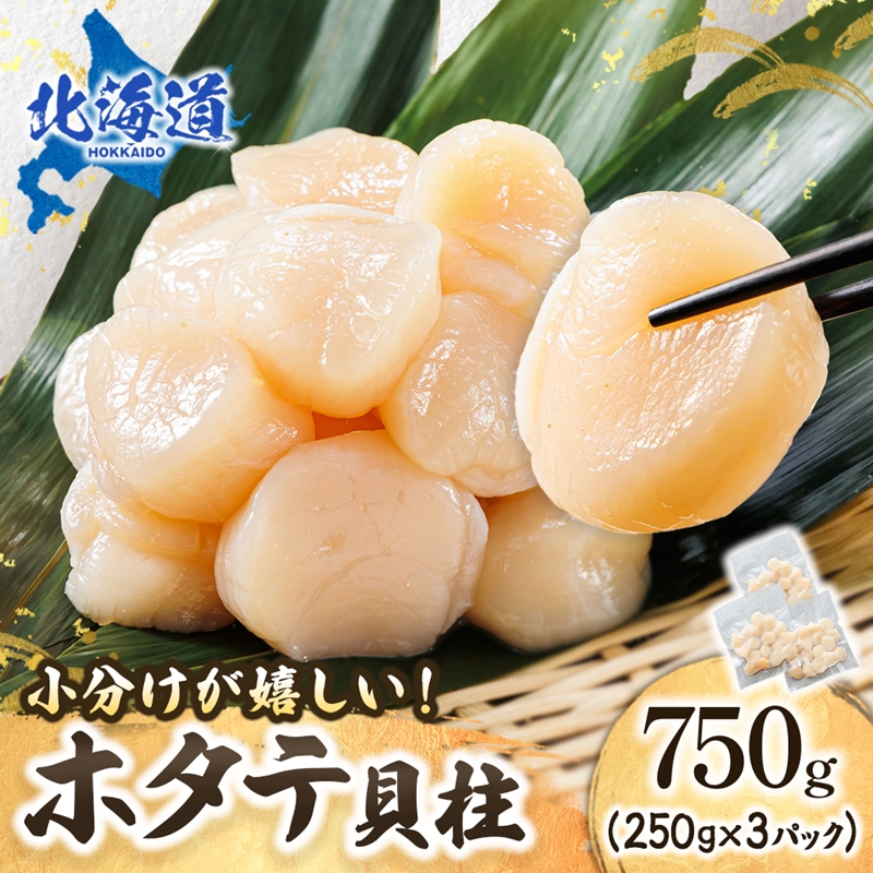 北海道産 ホタテ貝柱 （約250g×3コ 計750g） ｜ 帆立 ほたて 貝柱 刺身 刺し身 ほたて刺身 刺身ホタテ 冷凍 小分け 北海道 釧路町 釧路超 特産品