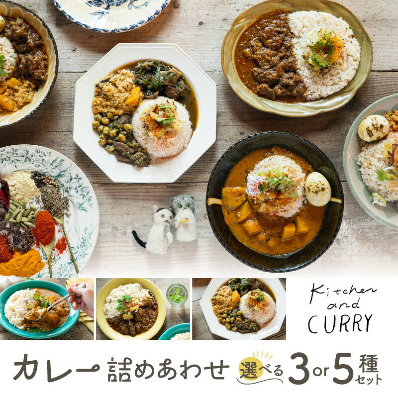 【ふるさと納税】＜内容量が選べる＞ and CURRY カレー詰め合わせセット 3種 5種 カレー レトルト 冷凍 スパイス スパイスカレー 小分け おすすめ 無農薬 ギフト 贈り物