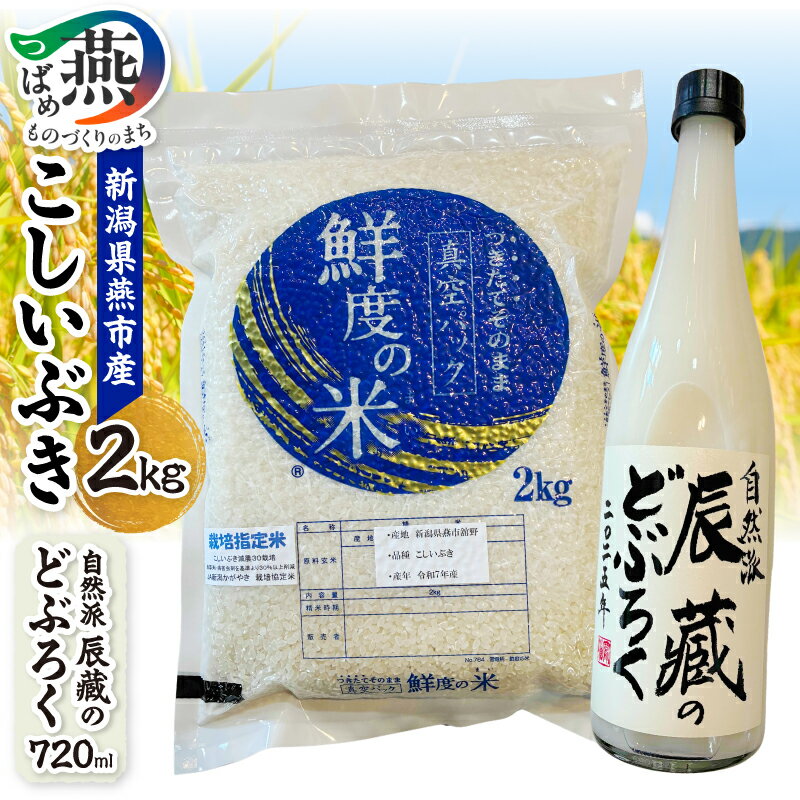 【ふるさと納税】 燕市産 こしいぶき & どぶろく 減農薬米 2kg 純米酒 720ml セット お米 米 コメ 地酒 日本酒 お酒 酒 お取り寄せ 贈答品 贈り物 ギフト プレゼント 酒遊館 辰藏 新潟県 燕市 燕三条
