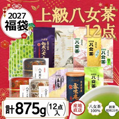 ふるさと納税 八女市 【2027年福袋】八女茶100%上級茶12点入り計875g