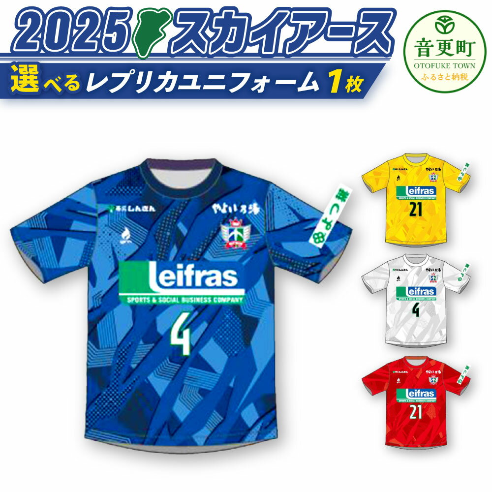 【ふるさと納税】2025スカイアースレプリカユニフォーム ＜選べる種類＞ ( FP用 青色 白色 ) ( GK用 黄色 赤色 ) Sサイズ Mサイズ Lサイズ XLサイズ XXLサイズ XXXLサイズ 北海道十勝スカイアース レプリカ ユニフォーム サッカー グッズ 子供用 北海道 音更町 送料無料