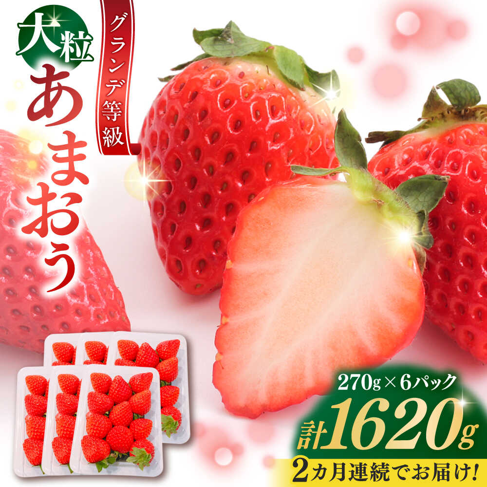 【ふるさと納税】【全2回定期便】【2026年3月初旬より順次発送】 あまおう いちご 1620g (約270g×6パック) 吉富町/株式会社HSP-テクノ[BGBQ004] 果物 フルーツ デザート イチゴ 苺 ストロベリー 人気 美味しい 甘い ふるさと納税
