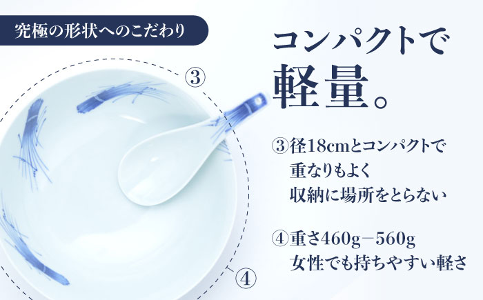 【有田焼】究極のラーメン鉢レンゲセット 染付稲穂朱稲穂 ペア / 有田焼 どんぶり 皿 / お皿 食器 やきもの ギフト / 佐賀県 / 株式会社まるぶん [41APCD059]