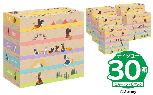 ジョイフル本田 ディズニーデザインティシュー 150W5P×6パック（大王製紙株式会社共同企画品） 【ボックス ティッシュ ペーパー 箱ティッシュ 日用品 新生活 備蓄 防災 消耗品 生活雑貨 生活用品 ストック】