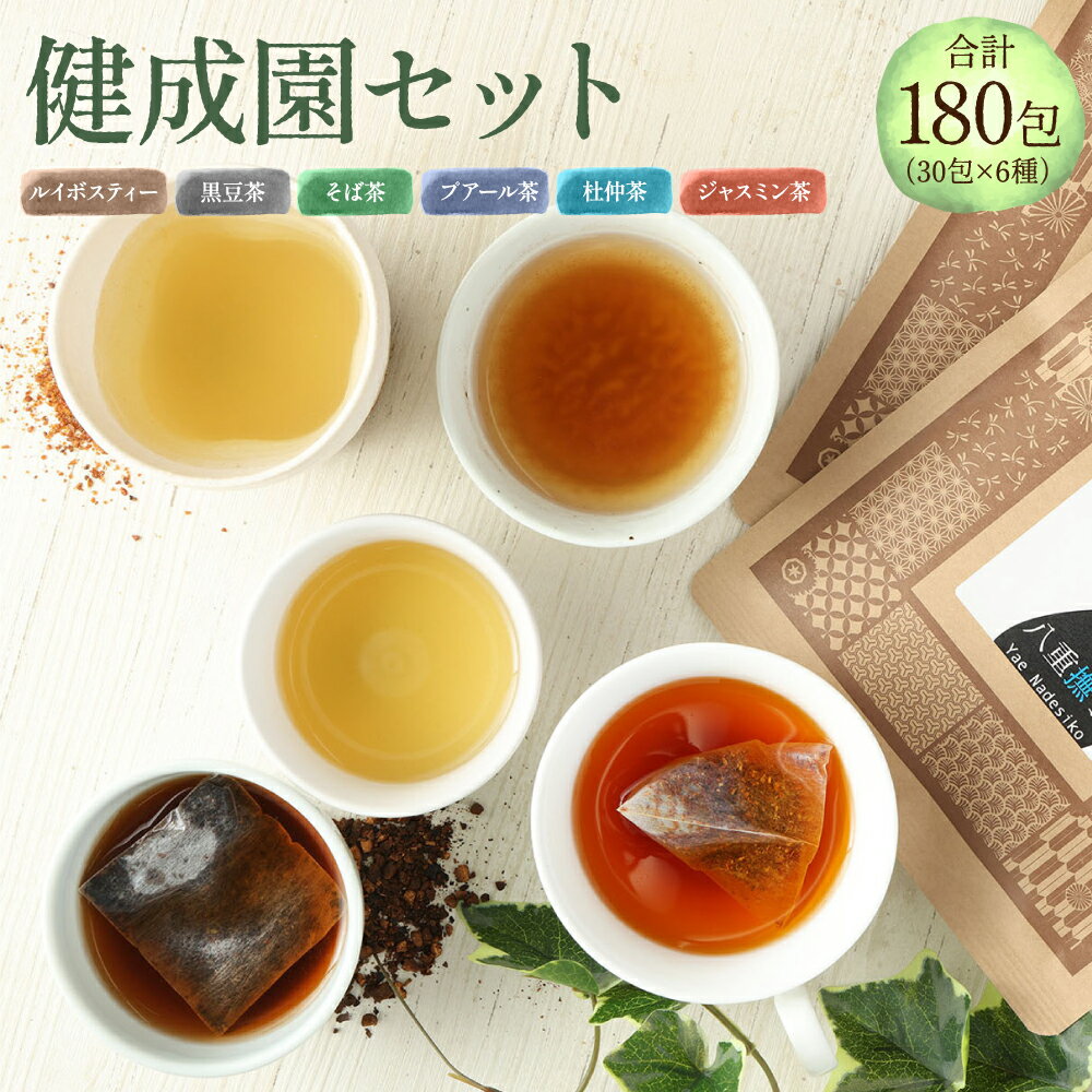 【ふるさと納税】 健成園セット（30包×6種/ルイボスティー 黒豆茶 そば茶 プアール茶 杜仲茶 ジャスミン茶）合計180包 30包入×6種 オーガニック 健康茶 ティーバッグ 送料無料