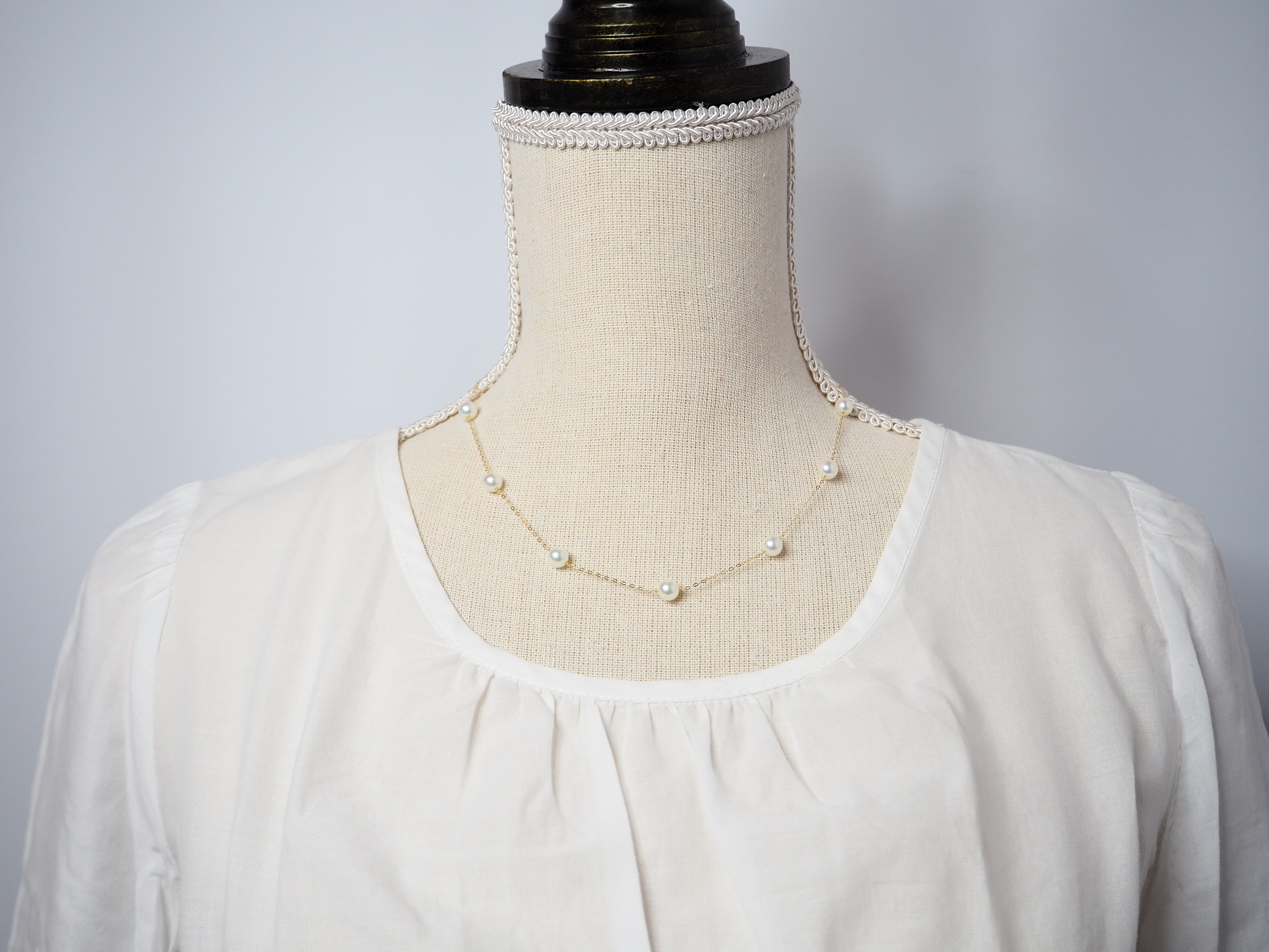 K18 あこや真珠ステーションネックレス（全長45cm）