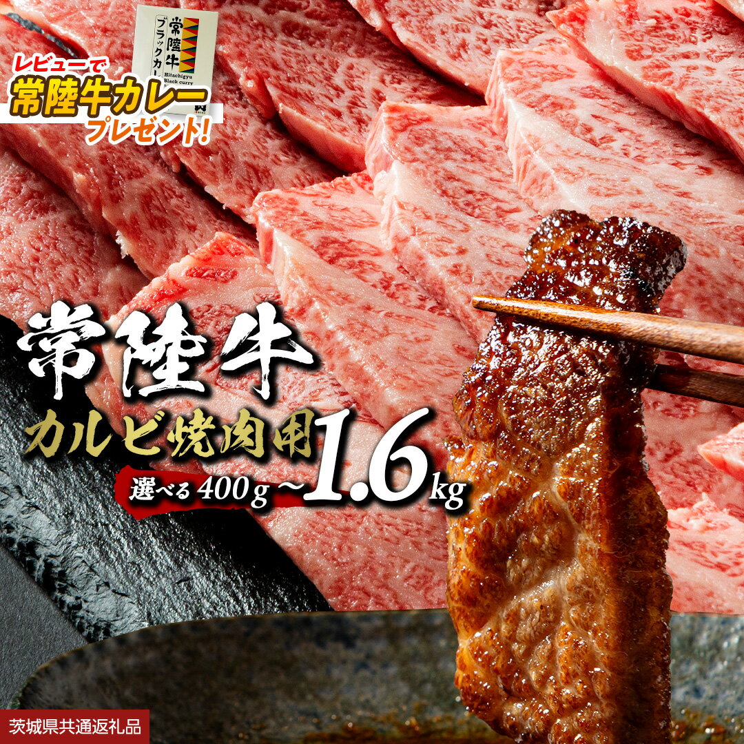 【ふるさと納税】レビューキャンペーン 実施中 【 常陸牛 】 焼肉用カルビ 選べる内容量 400g 800g 1600g (茨城県共通返礼品) ひたちぎゅうカルビ焼肉 牛肉 肉 お肉 精肉 国産牛 ブランド牛 和牛 A4 カルビ 牛カルビ 使い勝手 冷凍 焼肉 BBQ アウトドア キャンプ