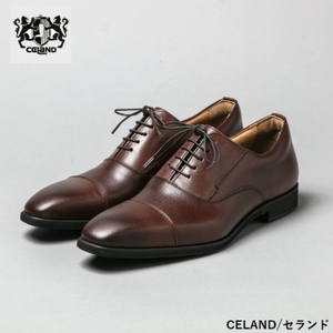 CELAND 牛革ラクチン軽量ビジネスシューズ 紐タイプ 紳士靴 (ストレートチップ）ダークブラウン CE1201 27.5cm