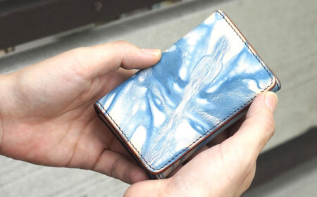 天然藍染め福山レザー名刺入れ 「テテ」薄藍 名刺入れ [BACM016]