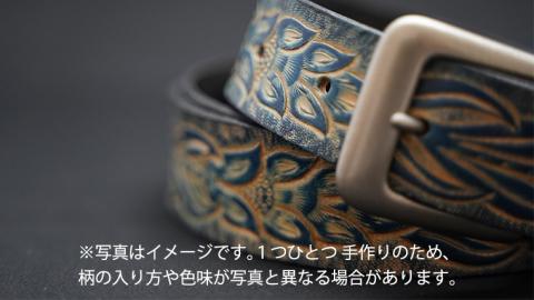 牛革 ベルト (紺色かすれ染め) 【太さ35mm、厚さ3.7mm、長さ110cm】 [BE006ya] 紺色かすれ染め Mサイズ
