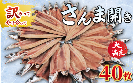訳あり さんま開き 40枚 一枚約65g～80g 食べきりサイズ  さんま サンマ 秋刀魚 大容量 訳あって 分け合って 規格外 旬 焼きさんま 焼き秋刀魚 おかず おつまみ 海鮮 魚 家計応援 冷凍 干物 冷凍 バラ凍結 ストック 新鮮 人気  たっぷり お取り寄せ グルメ 贈答 贈り物 ギフト ふるさと納税 ふるさと納税さんま 送料無料 11000 11,000円 千葉県 銚子市 ヤマニンベン