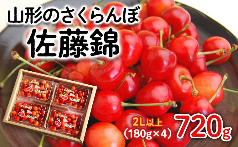 
            山形のさくらんぼ 佐藤錦 720g(180g×4パック) 2Lサイズ以上 【令和8年産先行予約】FS25-517 くだもの 果物 フルーツ 山形 山形県 山形市 2026年産
          