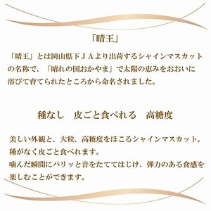【2025年8月発送】岡山県産　シャインマスカット　晴王　600g×2房【配送不可地域：離島・北海道・沖縄県】【1366036】